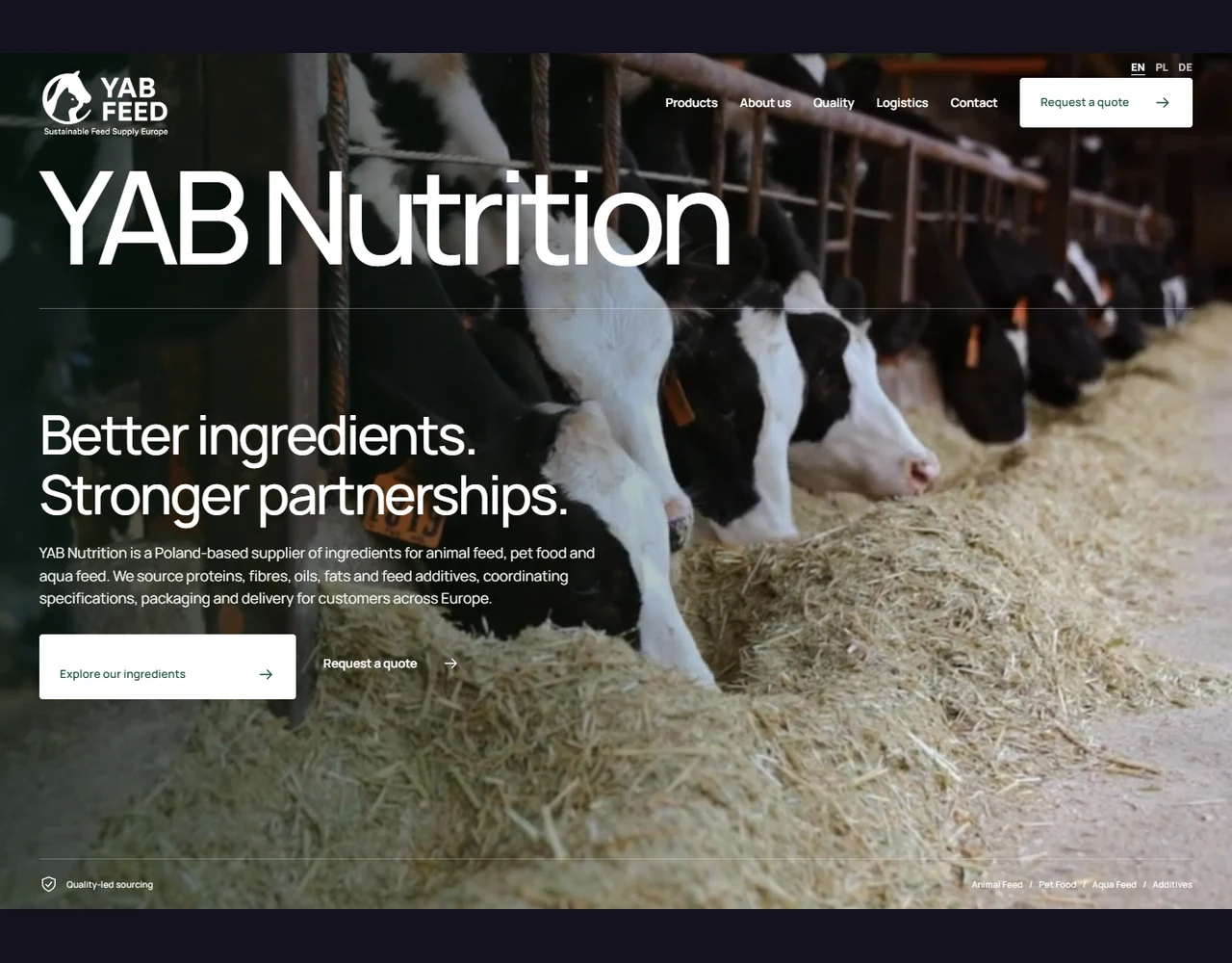 YAB Nutrition — дизайн сайта
